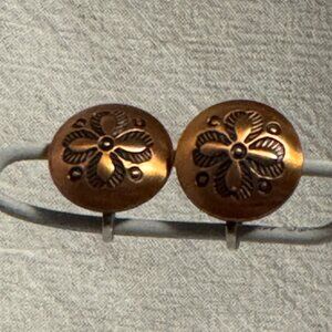 Copper Stamped Concho Screw Back Earrings 5/8 Inch